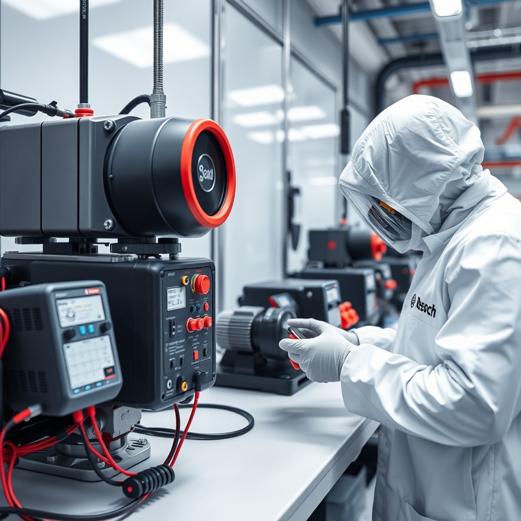 Bir test laboratuvarında Bosch Rexroth 4WE valfine bağlı manometreler