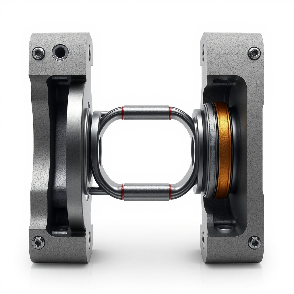 A photorealistic illustration of a hydraulic cylinder cross-section showing internal seals