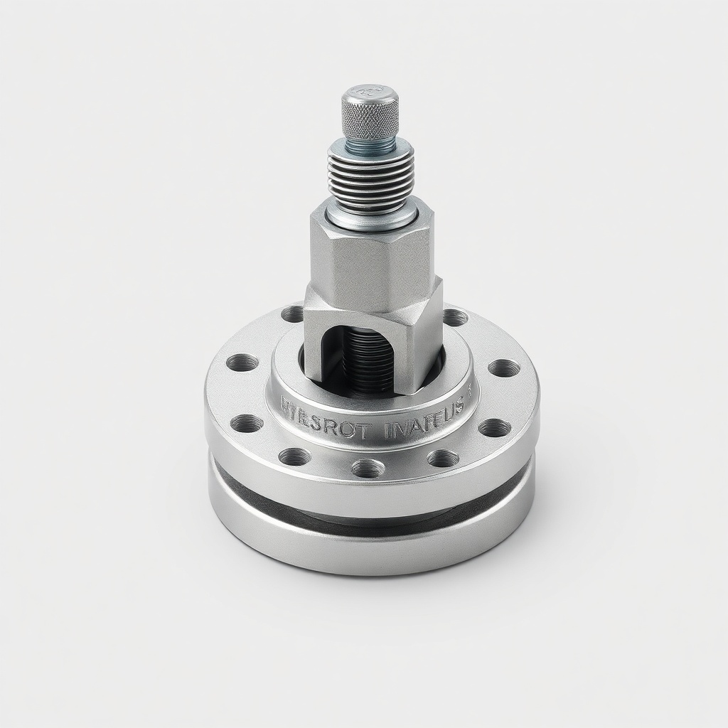 <clean photorealistic photo of hydraulic cylinder mounting kit with clevis and flange